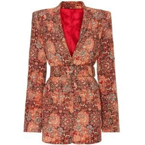 Bronx & Banco Odessa Belted Printed Blazer Dress - Red / Cream - S
